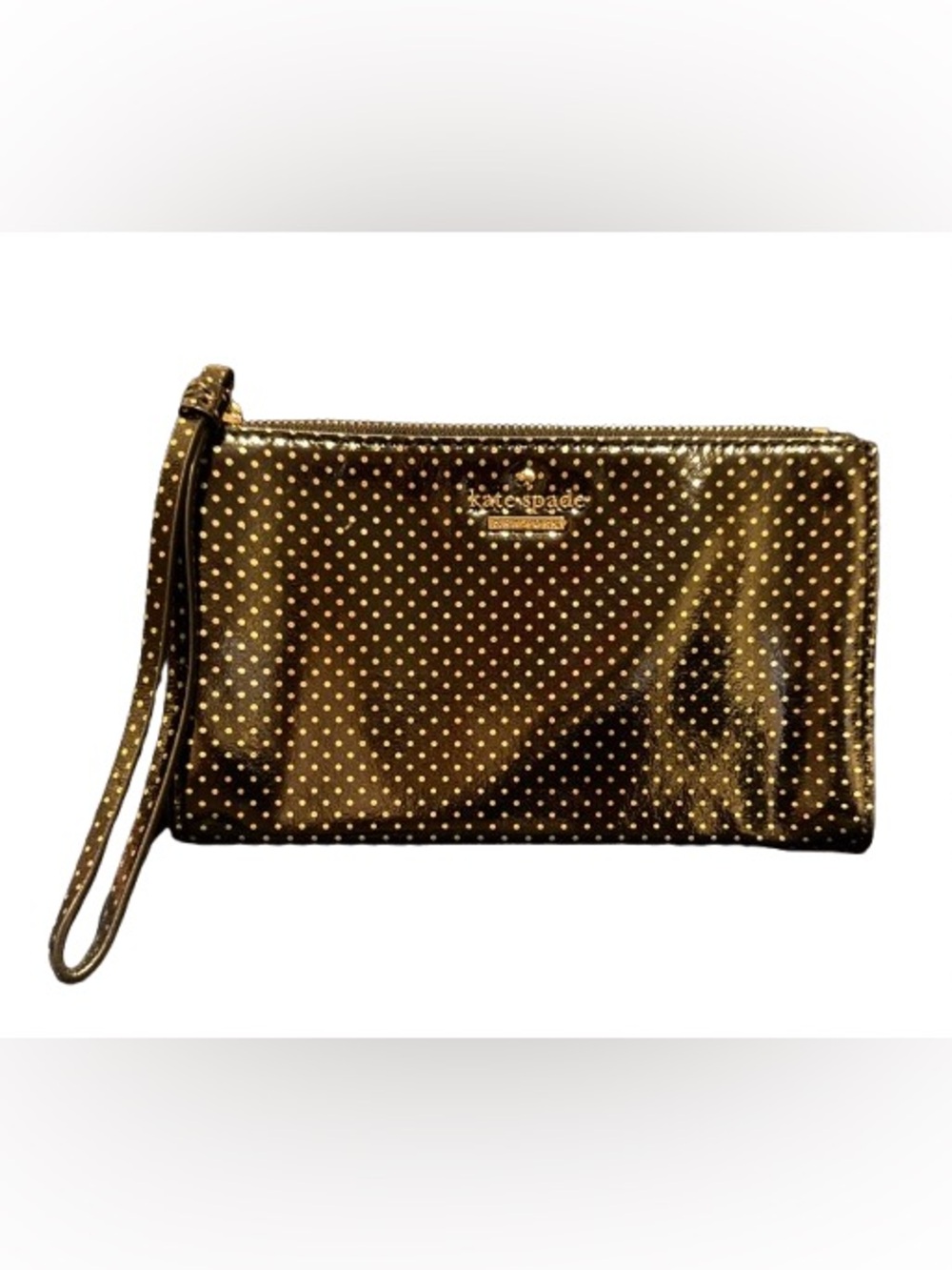 Kate Spade (Storybook) Leyna Lilac Street Dot Wristlet (Black/Gold) - EUC